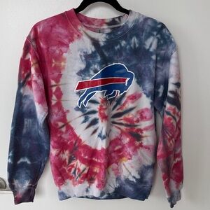 Buffalo Bills Tie-Dye Crewneck Sweatshirt - Red & Blue